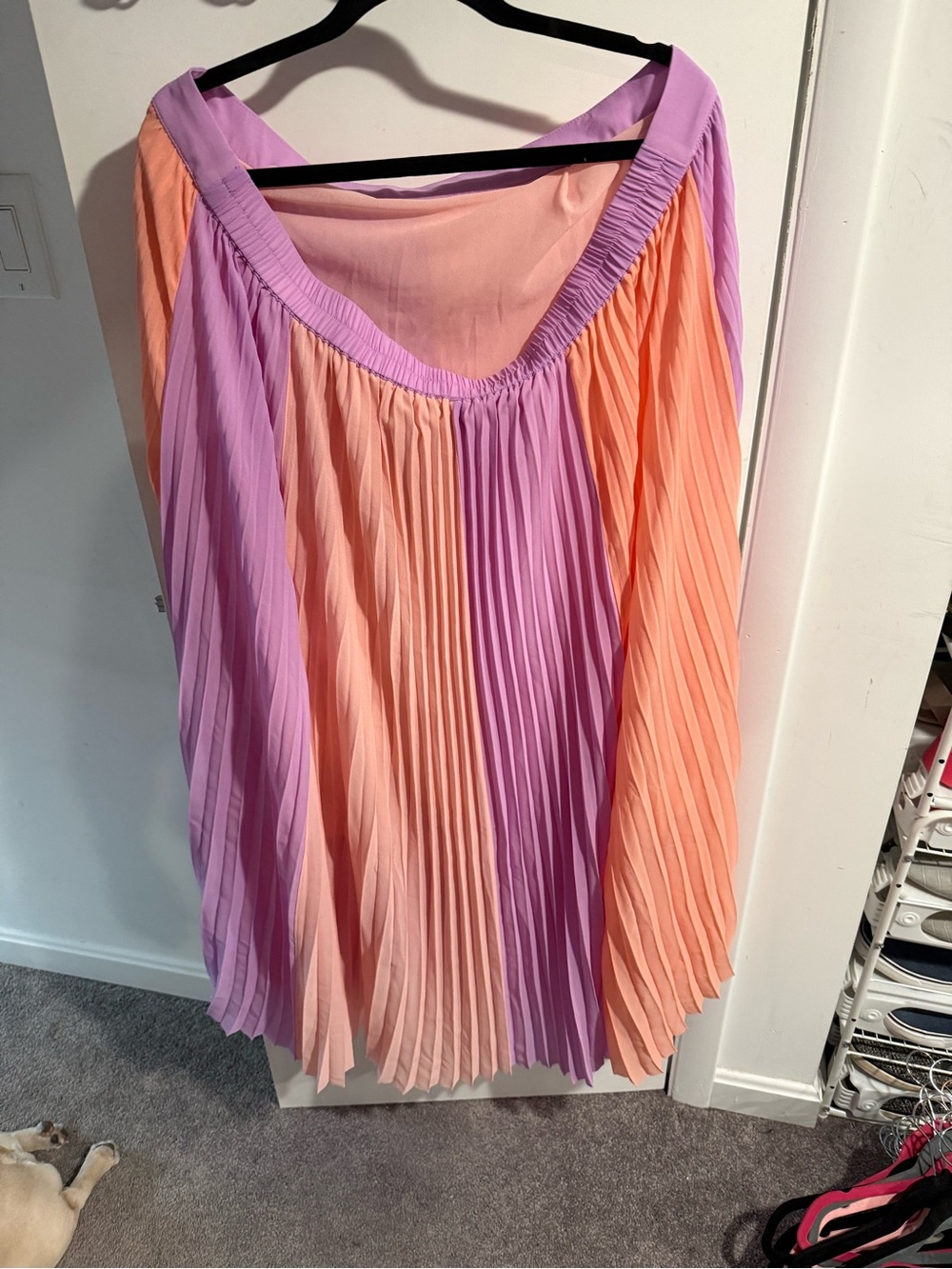 BNWT 2x Pleated Colorblock maxi skirt in Peach and Lavender